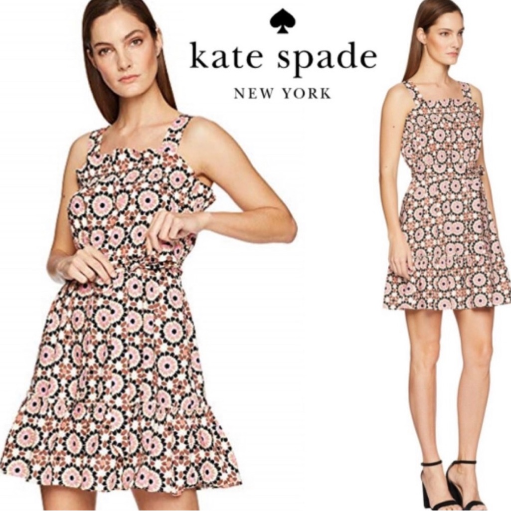 Kate Spade Pink And Black Floral Dress
